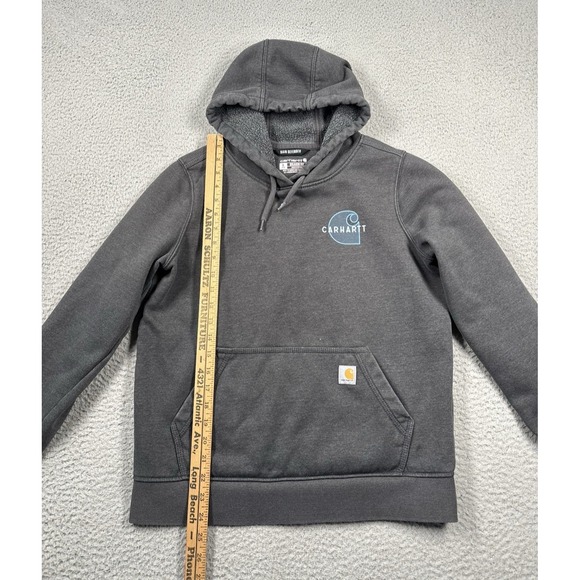 Carhartt Rain Defender Hoodie Womens S Grey Fleece Sweatshirt Midweight Workwear - Picture 6 of 13